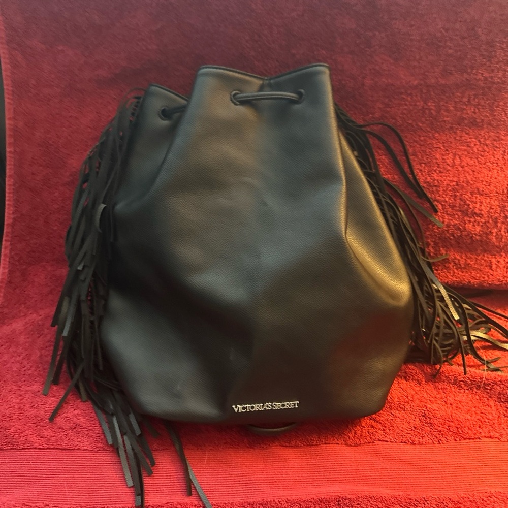 Victoria's Secret Black Backpack with Fringe
